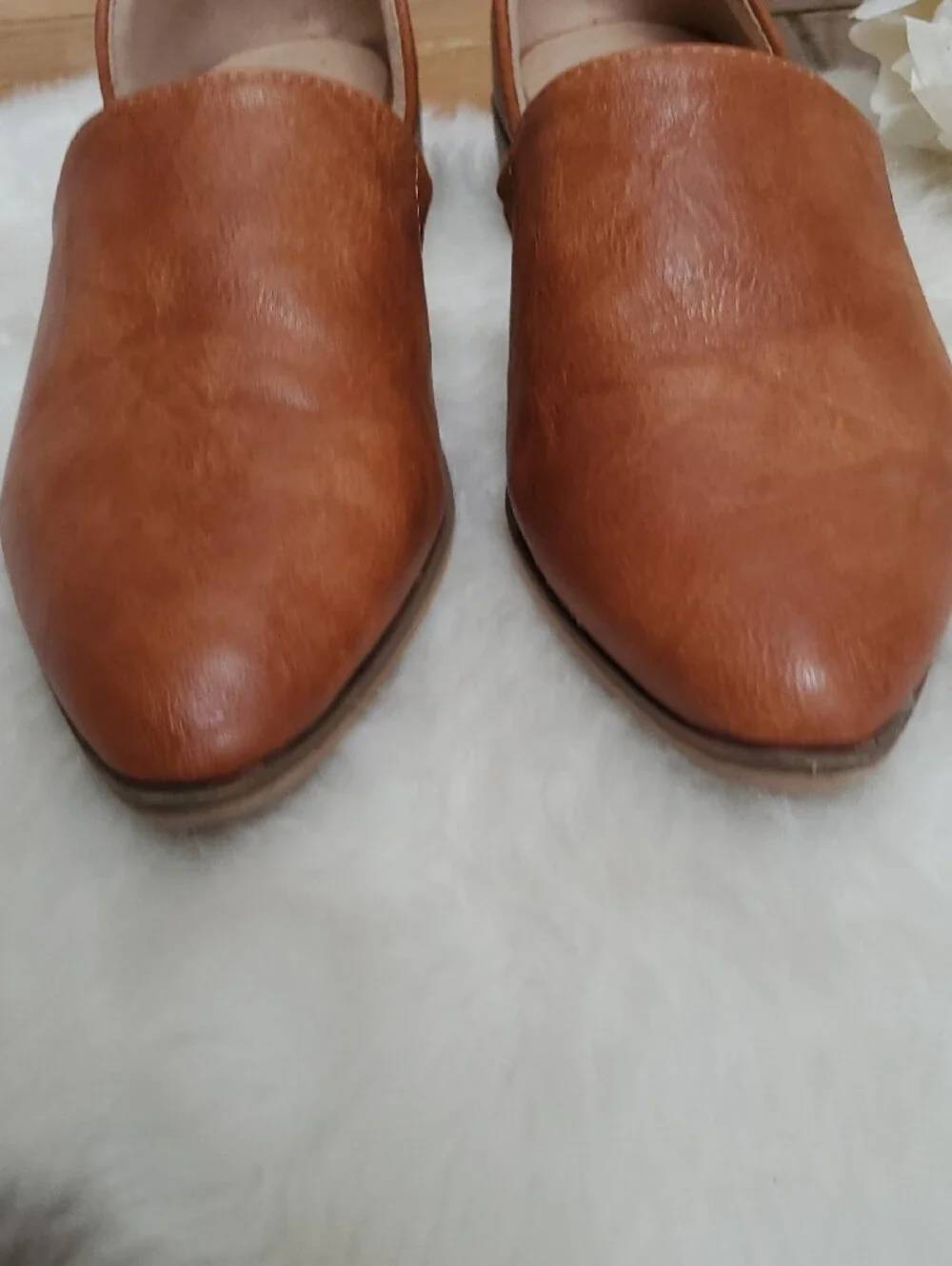 Catherine Malandrino Alaney Tan Cognac Pointed D'Orsay Flats
